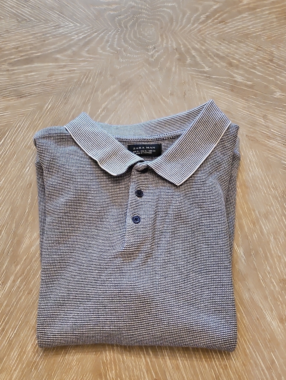 Zara Kids Striped Collar Polo in Light Gray and White